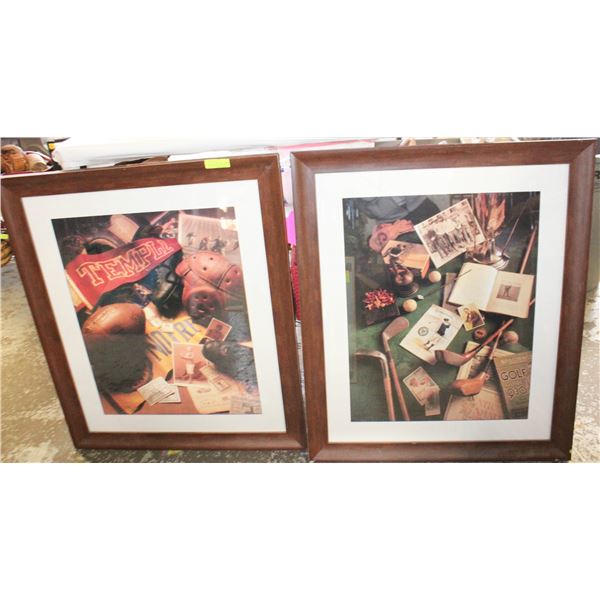 FRAMED SPORTS PRINTS (2) APPROX 37"X47"