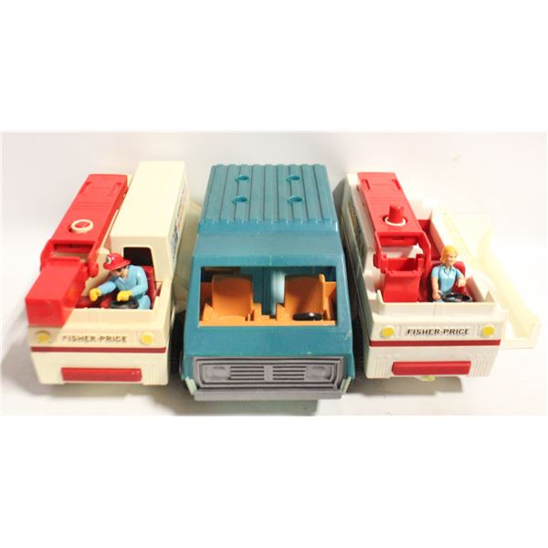 3 FISHER PRICE PLAYMATE VEHICLES+FIGURES