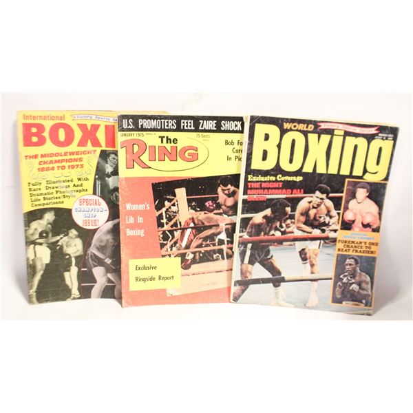 3 VINTAGE BOXING MAGAZINES MUHAMMAD ALI