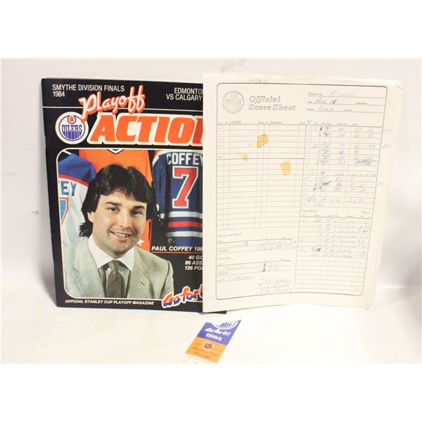 1984 OILERS PLAYOFF TICKET AND PROGRAM
