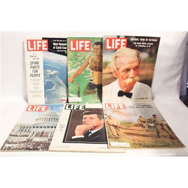 6 LIFE MAGAZINES 60”S KENNEDY