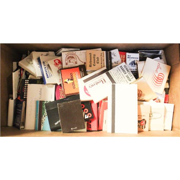 BOX OF 250 VINTAGE USED/UNUSED ADVERTISE MATCH