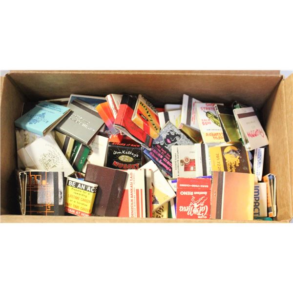 BOX OF 250 VINTAGE USED/UNUSED ADVERTISE MATCH