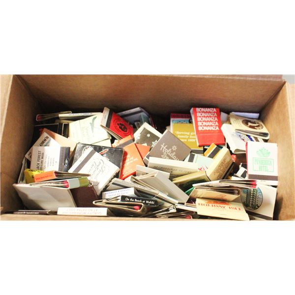 BOX OF 250 VINTAGE USED/UNUSED ADVERTISE MATCH