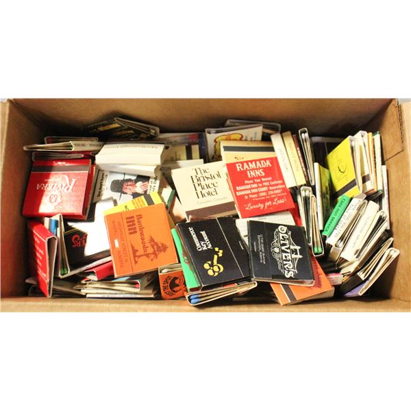 BOX OF 250 VINTAGE USED/UNUSED ADVERTISE MATCH