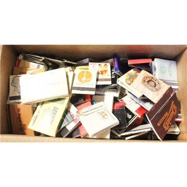 BOX OF 250 VINTAGE USED/UNUSED ADVERTISE MATCH