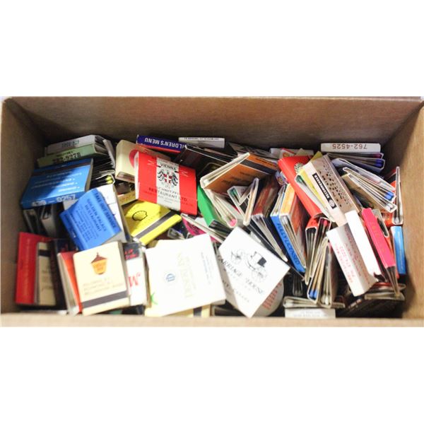 BOX OF 250 VINTAGE USED/UNUSED ADVERTISE MATCH