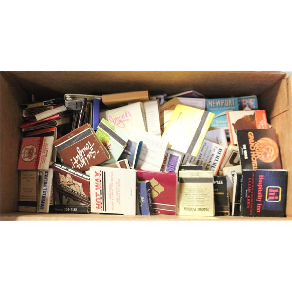 BOX OF 250 VINTAGE USED/UNUSED ADVERTISE MATCH