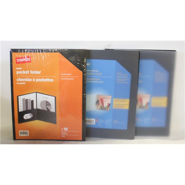 STAPLES POCKET FOLDERS & REPORT COVERS- NEW