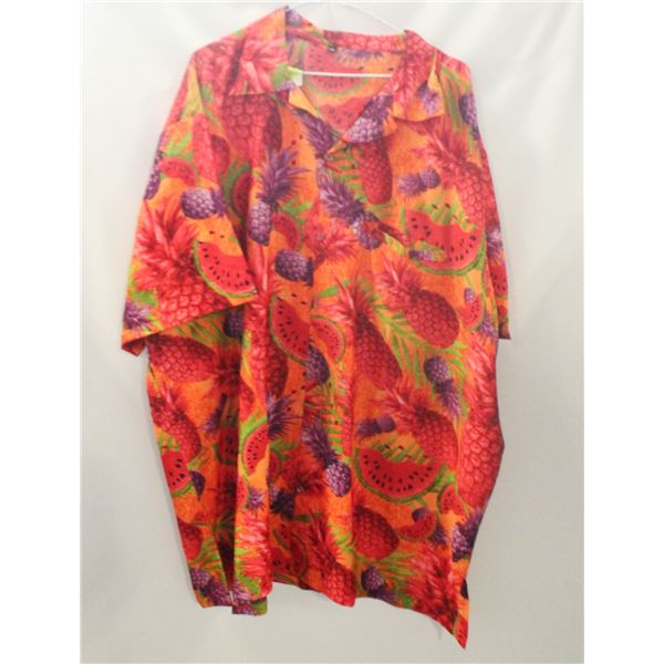 VIBRANT TROPICAL PRINT HAWAIIAN SHIRT RED AND