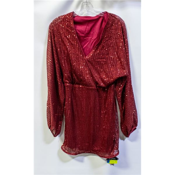 NEW RED SEQUIN DRESS WITH TAGS MEDIUM.