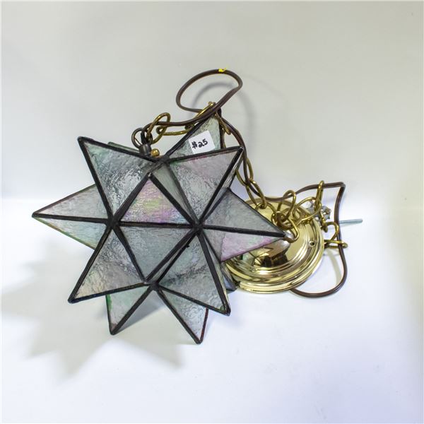 VINTAGE CARNIVAL GLASS STAINED GLASS BIG STAR