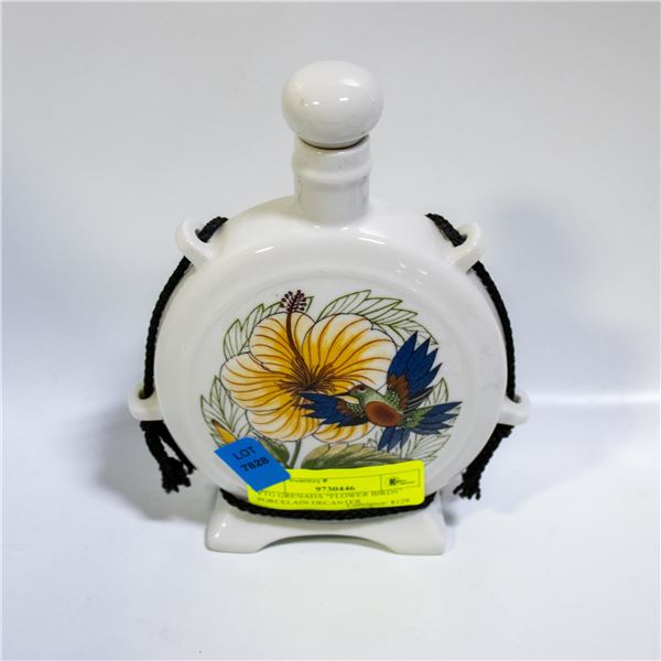 VTG GRENADA "FLOWER BIRDS" PORCELAIN DECANTER