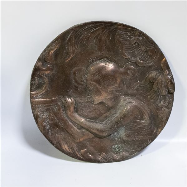 1930'S ART NOUVEAU EMBOSSED BRONZE WALL