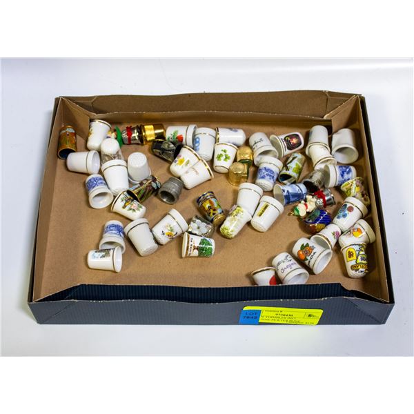 OVER 50 THIMBLES INCL. CLOISONNE PEWTER BONE