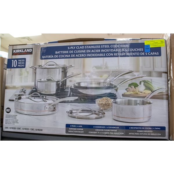 10 PIECE KIRKLAND SIGNATURE 5-PLY COOKWARE SET