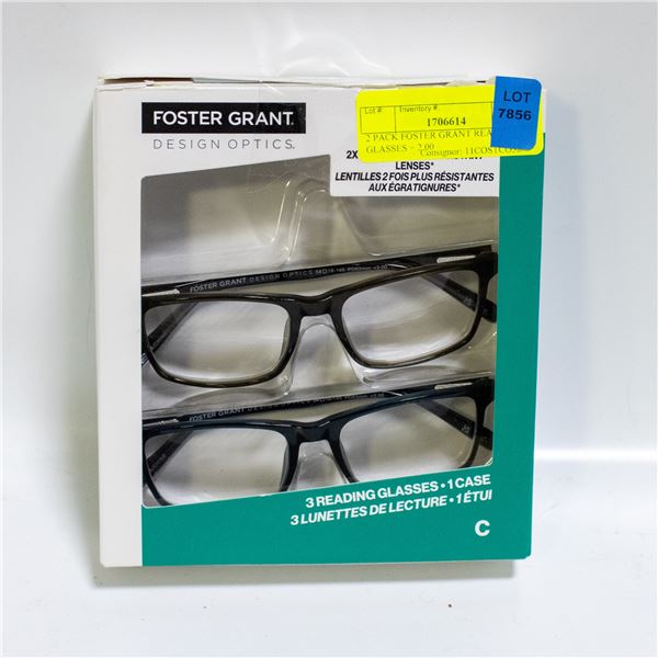 2 PACK FOSTER GRANT READING GLASSES + 2.00