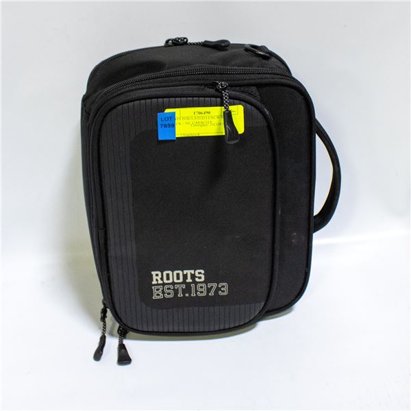 ROOTS INSULATED LUNCH BAG BLACK - 10L CAPACITY