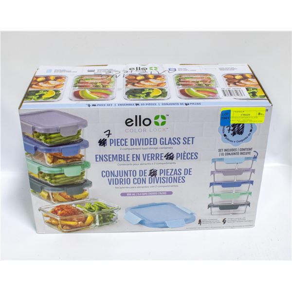7 PIECE ELLO DIVIDED GLASS STORAGE SET - DIVIDED