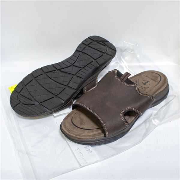 PROSPECTOR MENS LEATHER SLIDES BROWN SIZE 11
