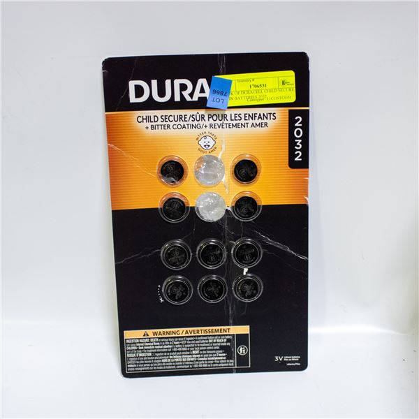 10 PK OF DURACELL CHILD SECURE COIN BATTERIES 2032