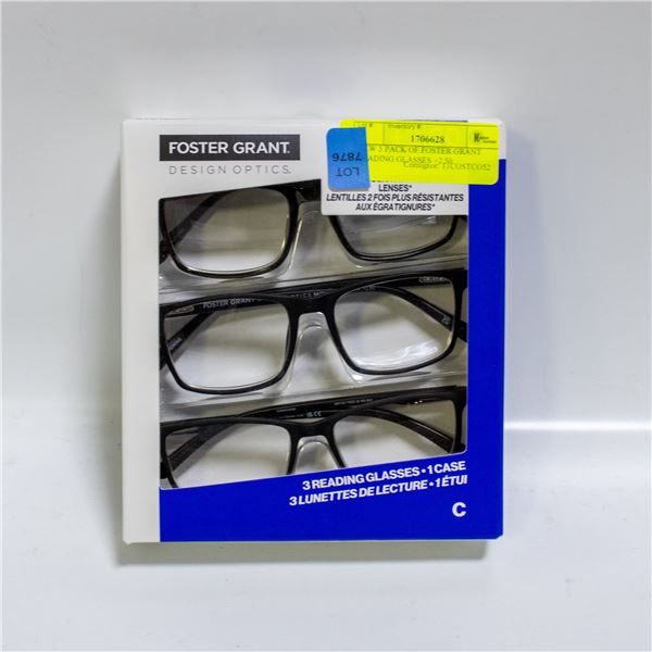 NEW 3 PACK OF FOSTER GRANT READING GLASSES +2.50