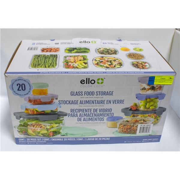 20 PC ELLO GLASS FOOD STORAGE SET WITH LEAK-PROOF