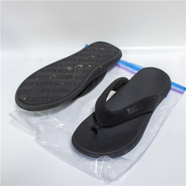 ROOTS UNISEX FLIP FLOPS BLACK SIZE 10