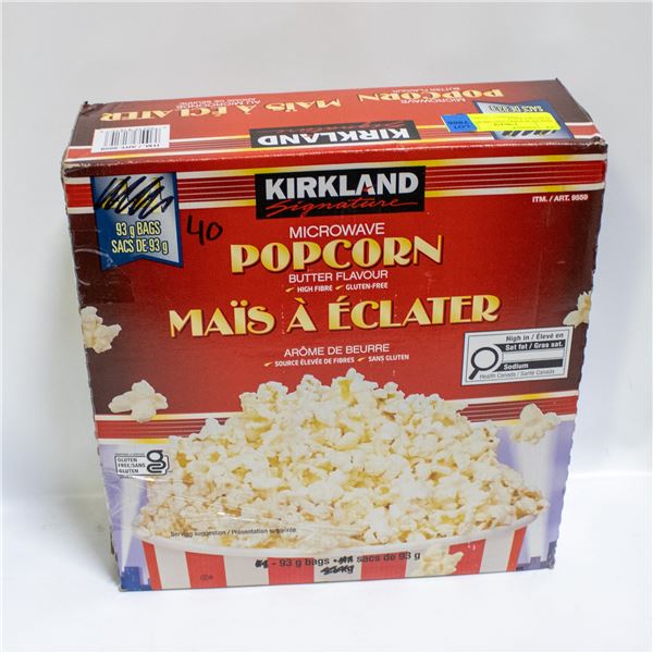 BOX OF 40 KIRKLAND MICROWAVE POPCORN BAGS