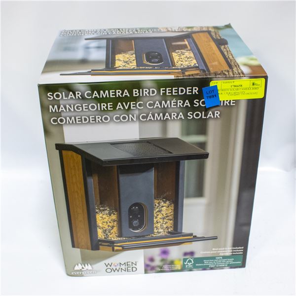 EVERGREEN SOLAR CAMERA BIRD FEEDER 3.5LB CAPACITY