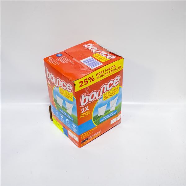BOX OF BOUNCE 2X THE POWER DRYER SHEETS