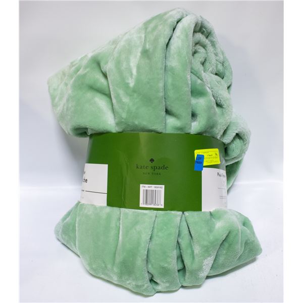 NEW KATE SPADE PLUSH THROW BLANKET MINT GREEN