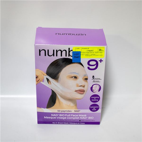 BOX OF 8 NUMBUZIN 9+ NAD+BIO FULL FACE SHEET MASK