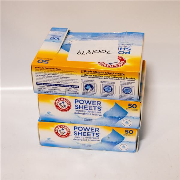 BOX OF 3 ARM & HAMMER LAUNDRY DETERGENT SHEETS