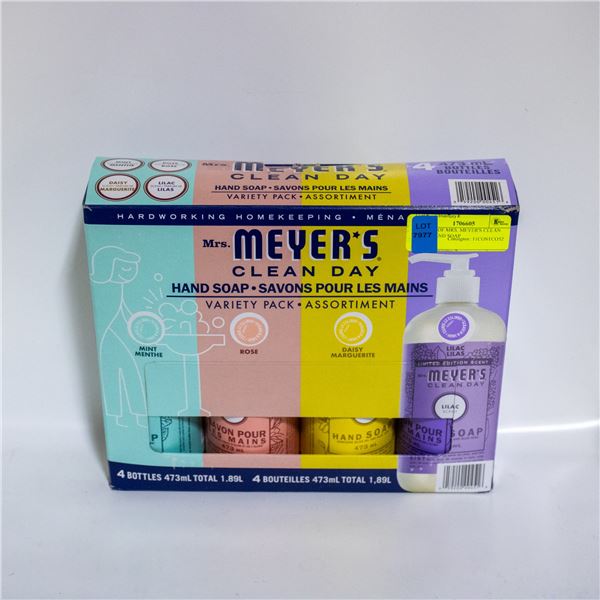 4 PACK OF MRS. MEYER'S CLEAN DAY HAND SOAP