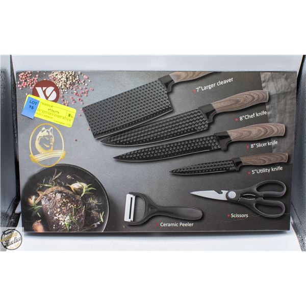 NEW 6PC KITCHEN KNIFE BLOCK SET HIGH CARBON