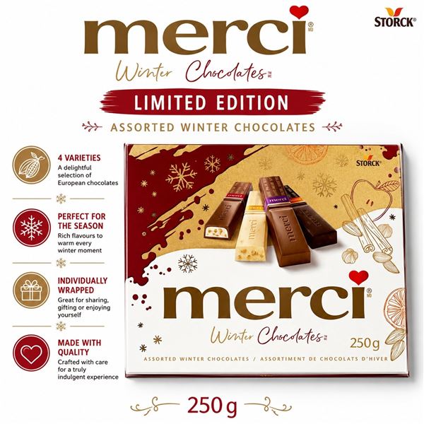 MERCI WINTER CHOCOLATES 250G LTD EDITION BB 05/26