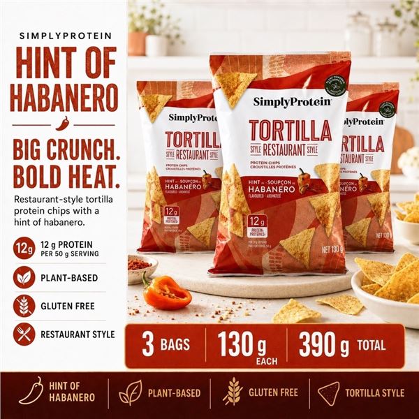 3 SIMPLYPROTEIN HABANERO CHIPS 130G BB 06/26