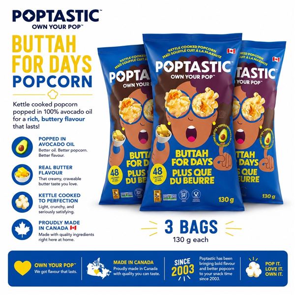 3 POPTASTIC BUTTAH FOR DAYS POPCORN BB 07/26