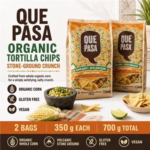 2 QUE PASA SALTED TORTILLA CHIPS 350G BB 06/26