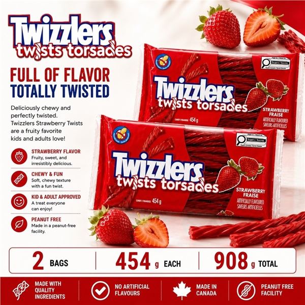 2 TWIZZLERS STRAWBERRY LICORICE 454G BB 09/26