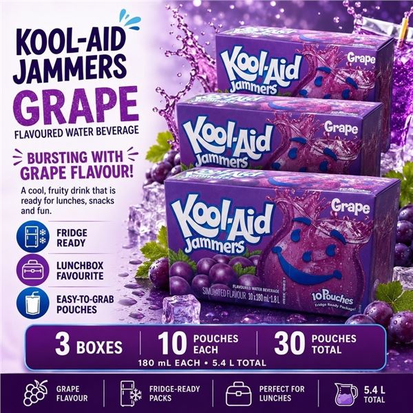 3 KOOL-AID JAMMERS GRAPE 10X180ML
