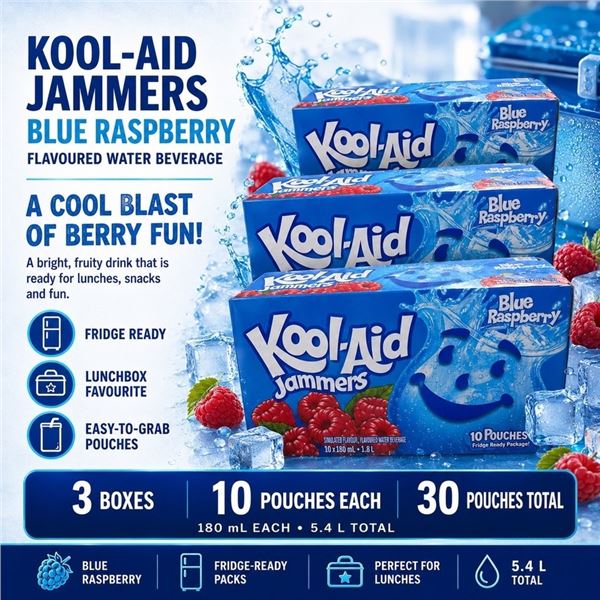 3 KOOL-AID JAMMERS BLUE RASPBERRY 10X180ML