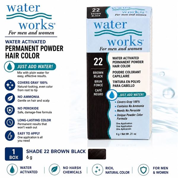 WATER WORKS HAIR COLOR #22 BROWN BLACK 6G