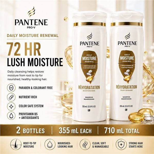 2 PANTENE MOISTURE RENEWAL SHAMPOO 355ML