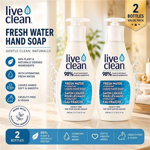 2 LIVE CLEAN FRESH WATER HAND SOAP 500ML