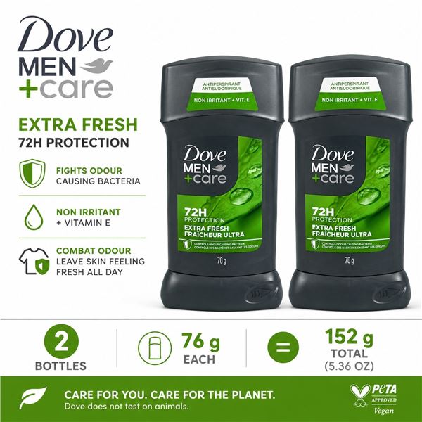 2 DOVE MEN+CARE EXTRA FRESH ANTIPERSPIRANT 76G