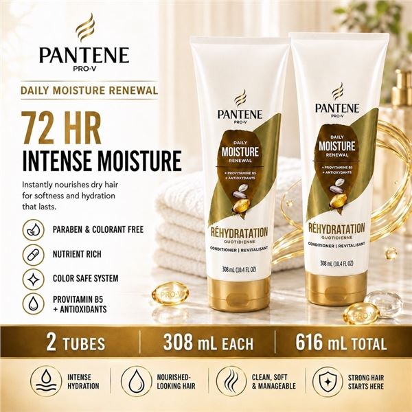 2 PANTENE MOISTURE RENEWAL CONDITIONER 308ML