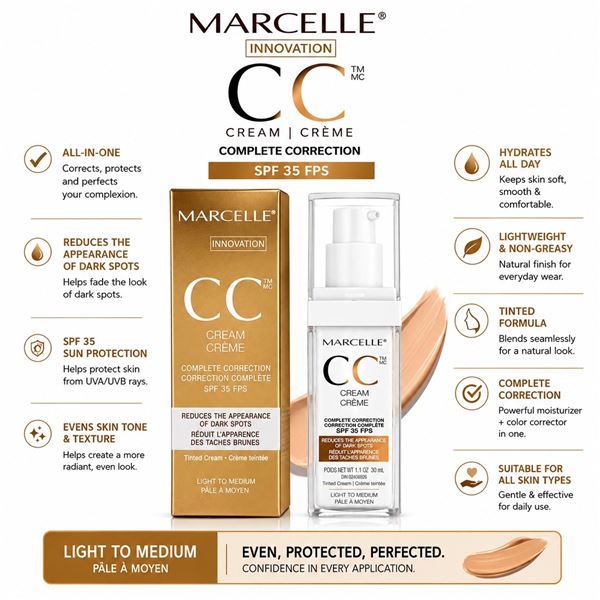 MARCELLE CC CREAM SPF35 LIGHT TO MEDIUM 30ML