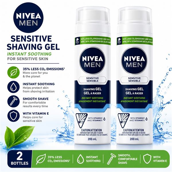 2 NIVEA MEN SENSITIVE SHAVING GEL 200ML